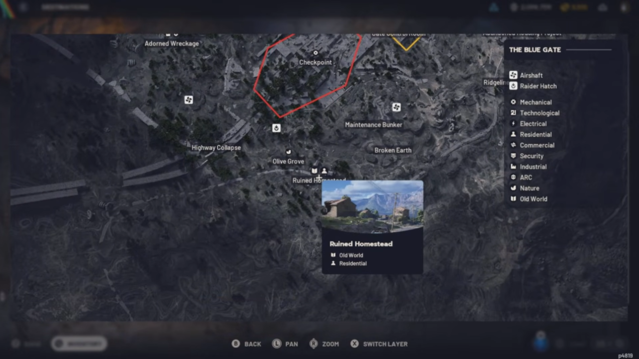 Arc Raiders Ruined Homestead location on the map