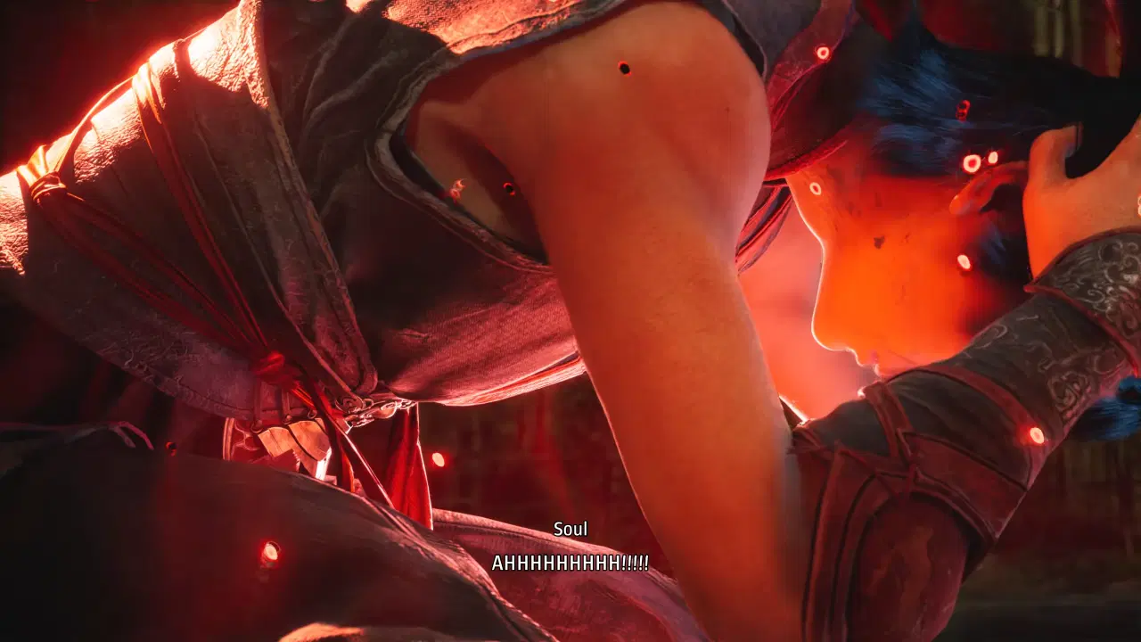 Blood-red energy flowing from Soul's body