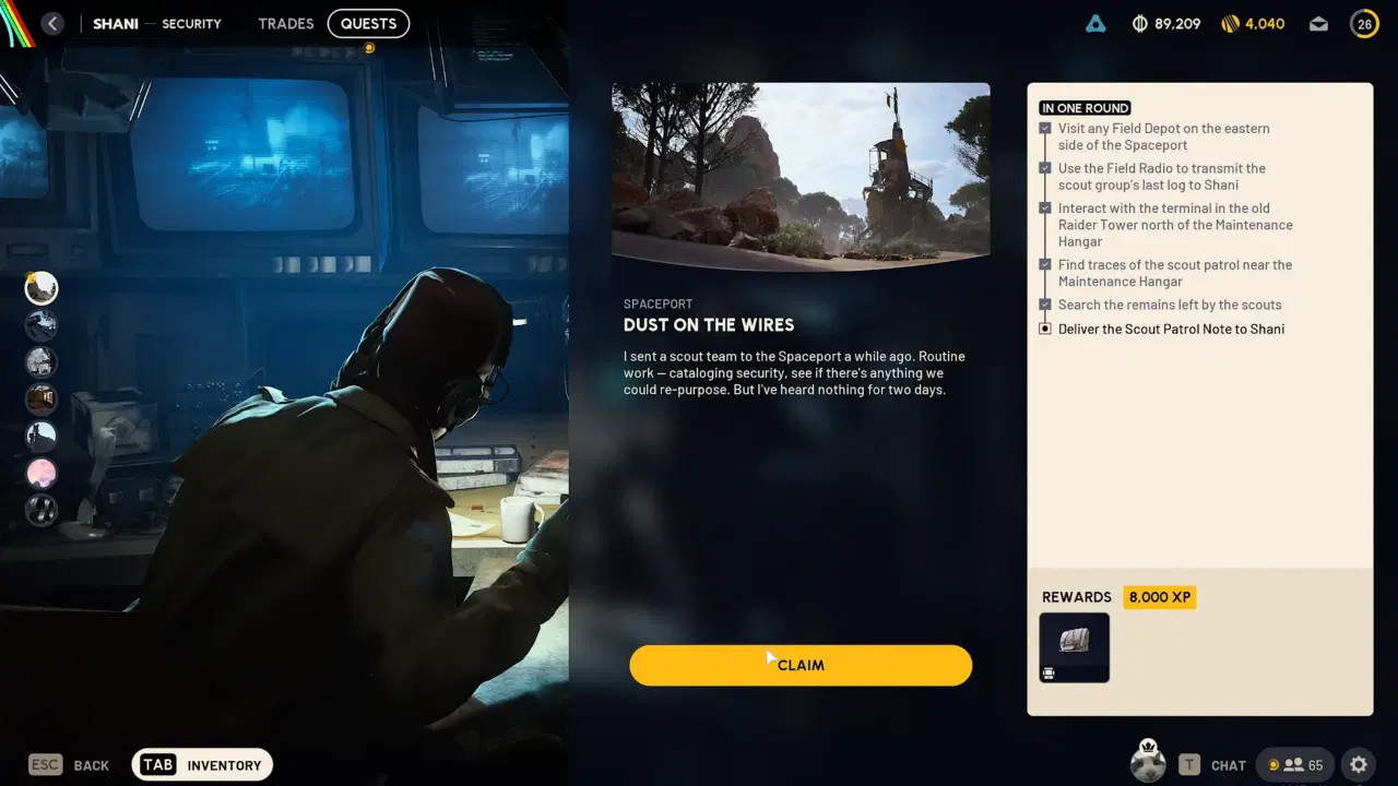 Deliver the Scout Patrol Note to Shani objective