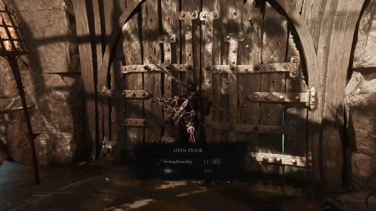 Prompt to use Feeding room key to unlock the gate