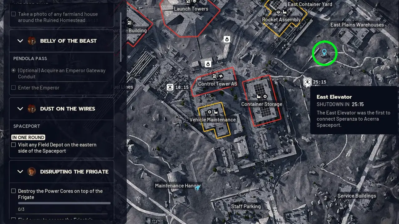 Field Depot location marked on Spaceport map in ARC Raiders