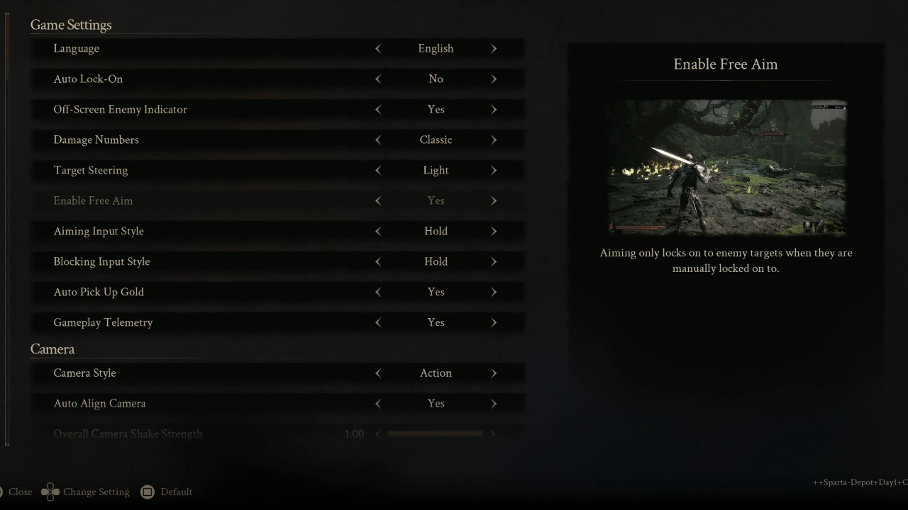 Free Aim settings in Mortal Shell 2