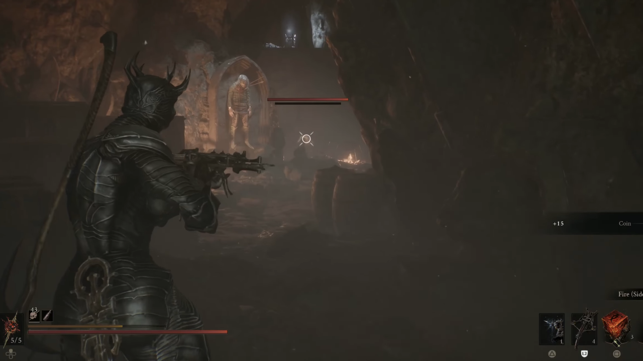 Free aim set on enemy at distance in Mortal Shell 2