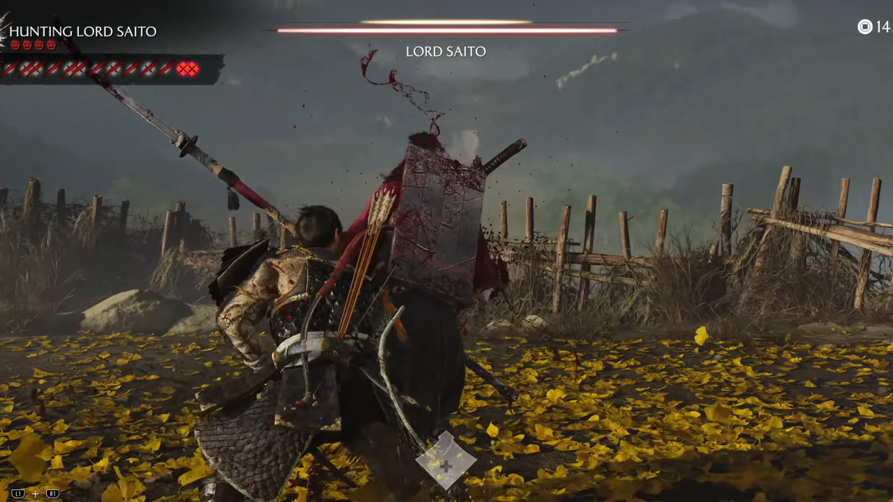 Ghost of Yotei Most Wanted - Jin Sakai fighting lord saito
