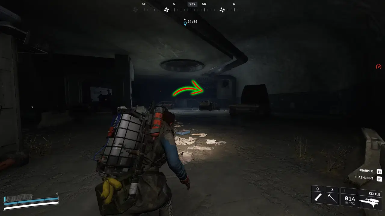 Go to this pointed area and follow upstairs to the locker room
