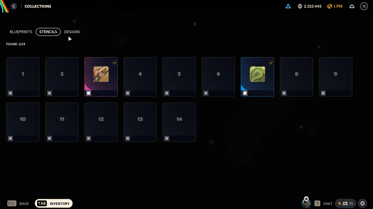 ARC Raiders Stencils tab screen with two stencils unlocked