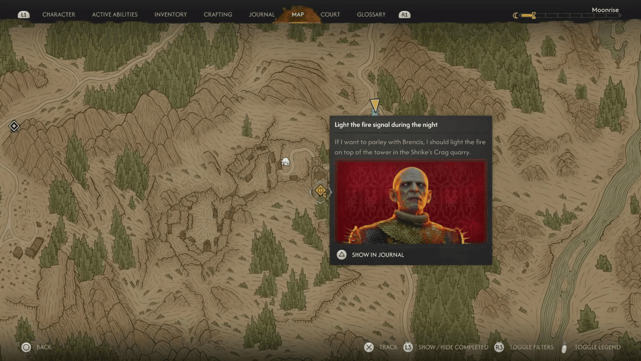 Parlay with Brencis map location in The Blood of Dawnwalker