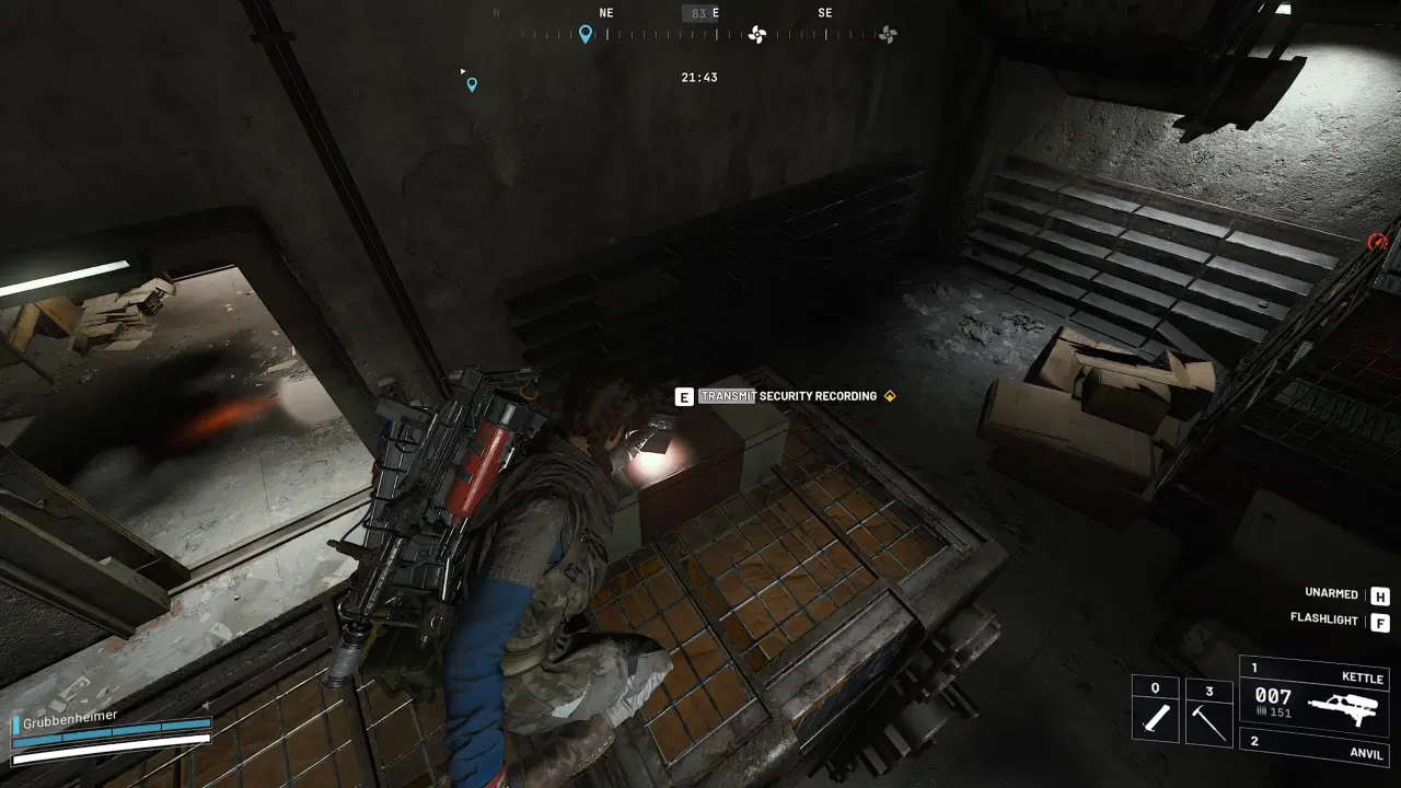 Interact with this box in the locker room to transmit security recordings