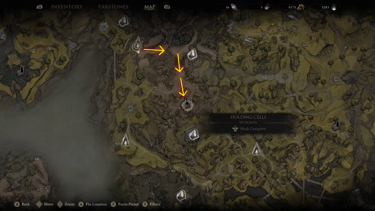 Mortal Shell 2 Holding Cells map route