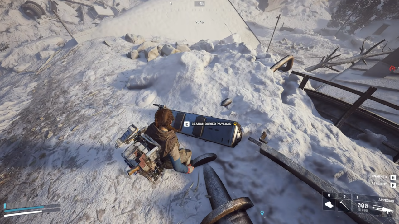 Reach the Base of the Emperor and Search the Buried Harvester Payload objective