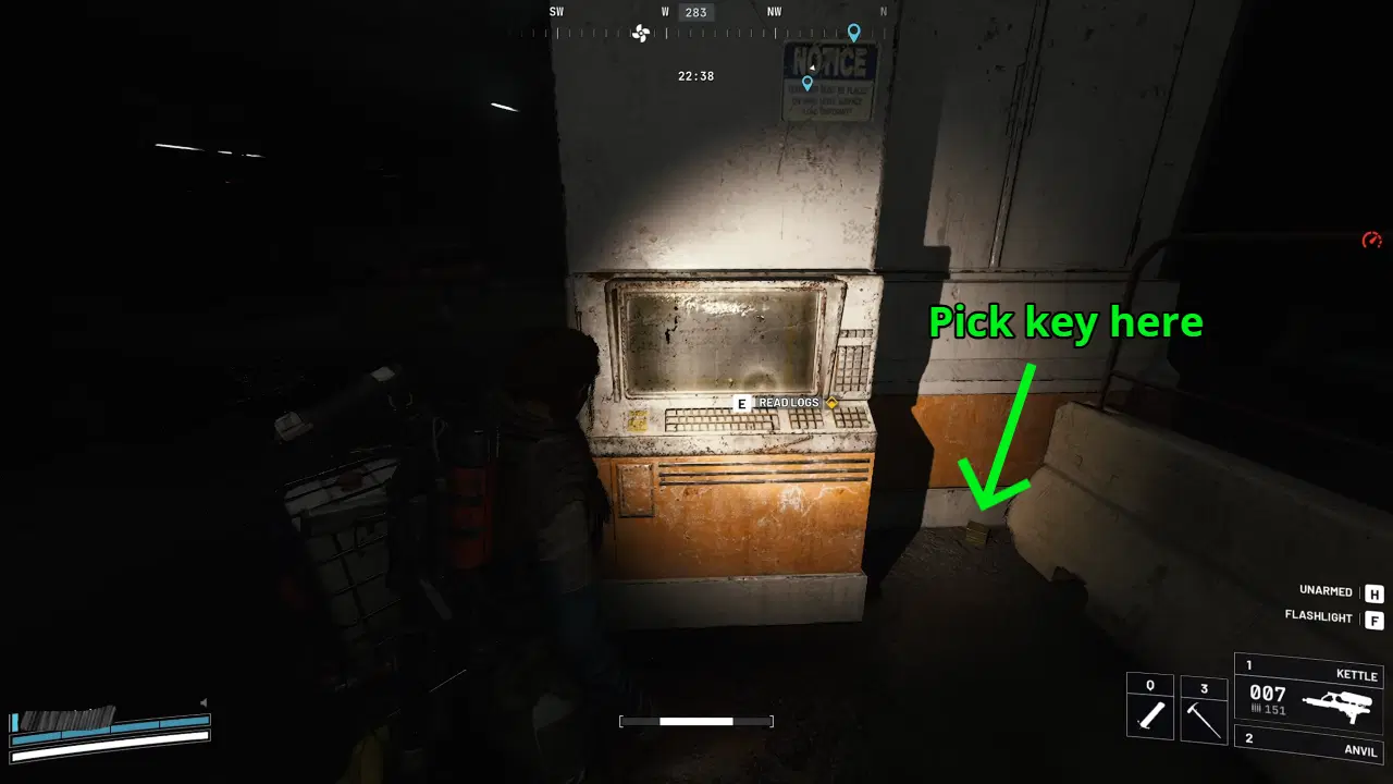 Location to read logs on terminal and pick up the key