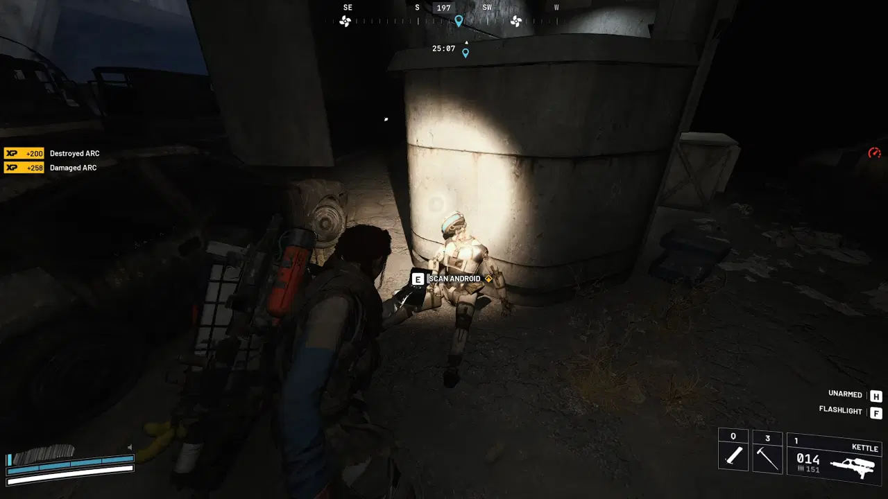 Scannig the android in the tunnel
