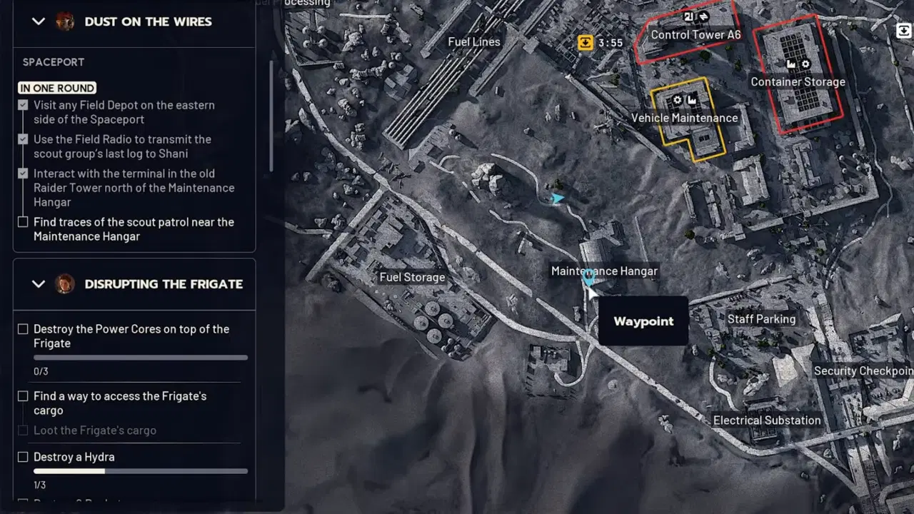 ARC Raiders - Scout patrol map location southwest of hanger