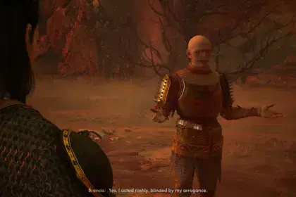 Brencis admitting defeat to Coen in Anachora in The Blood of Dawnwalker.