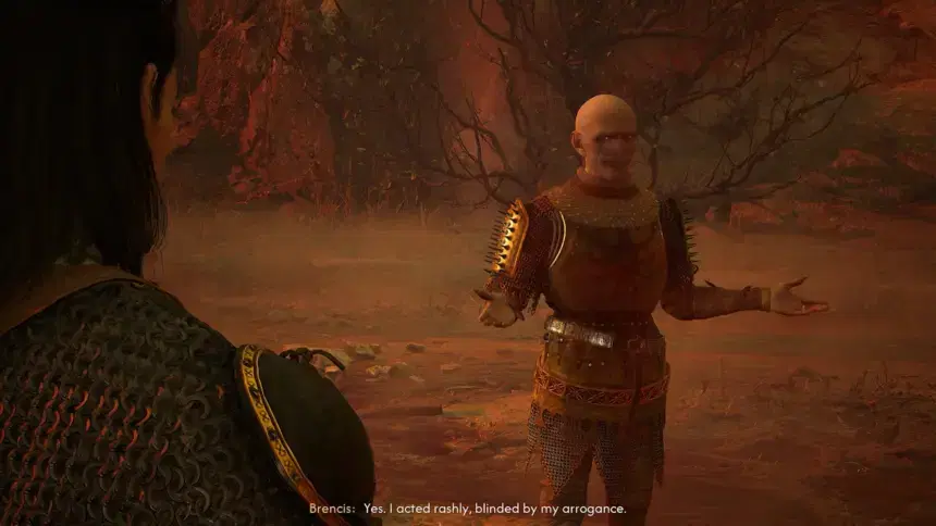 Brencis admitting defeat to Coen in Anachora in The Blood of Dawnwalker.