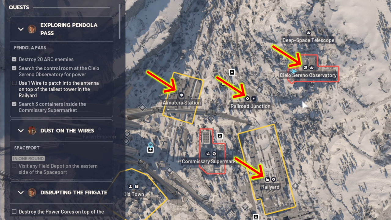Thermal Shaker locations pointed out on Pendola Pass map in ARC Raiders