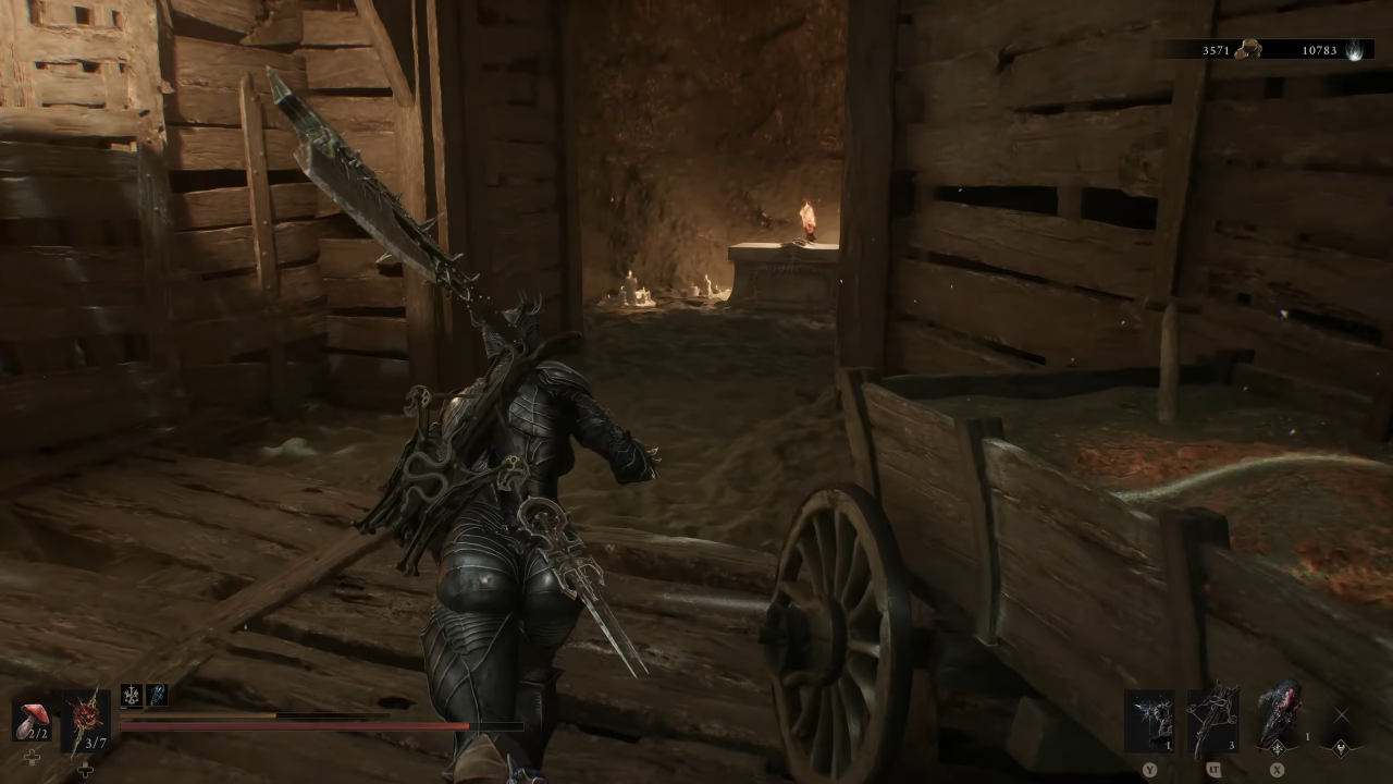 Running through unlocked gate to open the bone chest inside