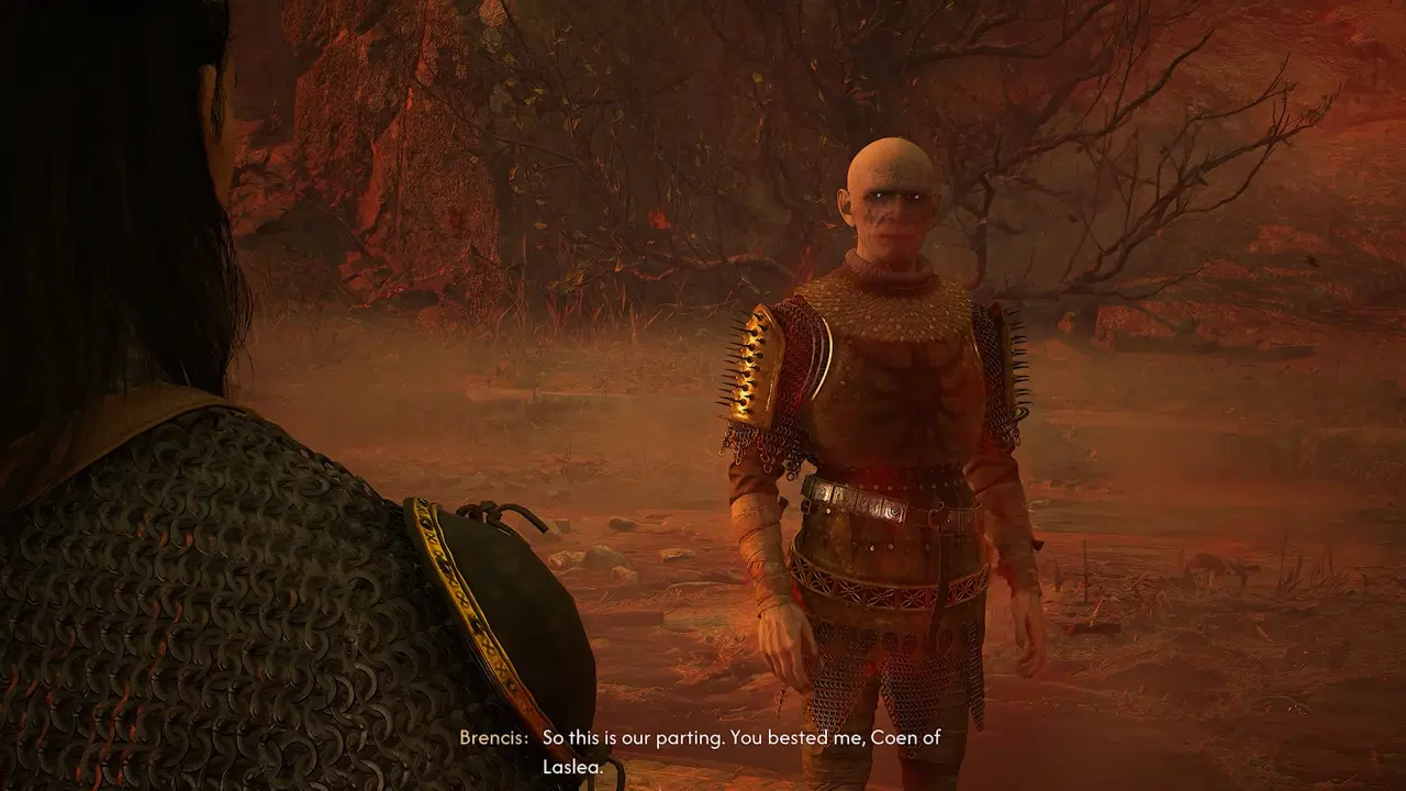 Blood of Dawnwalker Let Brencis Perish - Defeated Brencis acknowledging Coen after the boss battle
