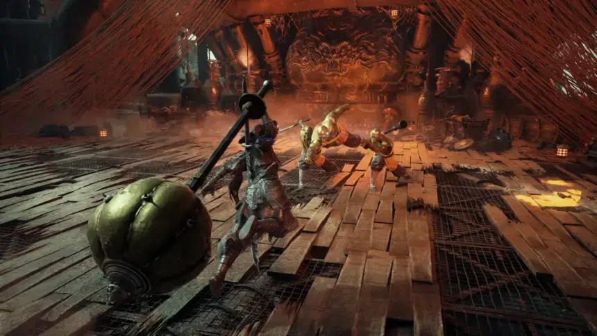 Soul charging into battle holding a massive spiked ball weapon